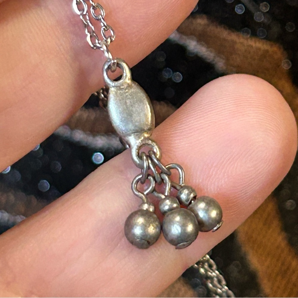 Handcrafted vintage silver dangle pendant on chain necklace
